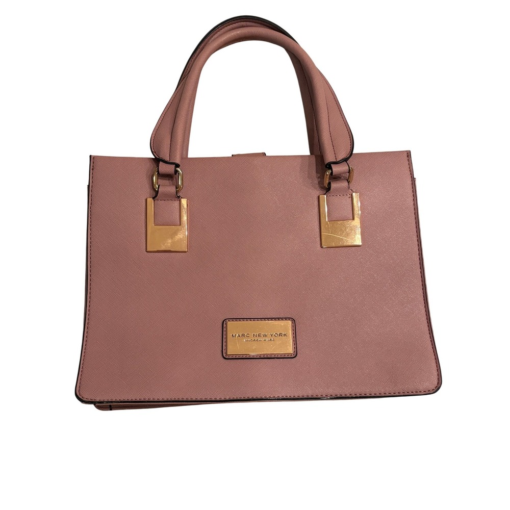 Marc New York‎ Mauve Pink Saffiano Satchel Tote Gold Hardware Structured Purse